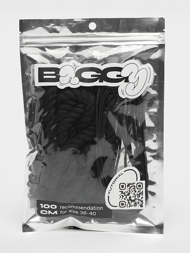 BAGGY, Rope Laces 10mm Set 100cm, black, Image 1 of 2