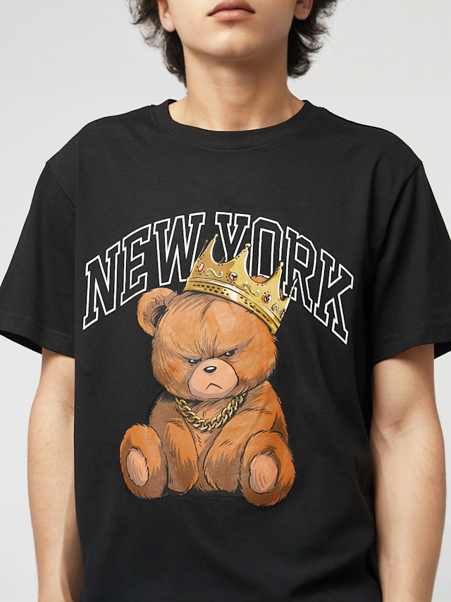 Mister Tee, NY Crowned Bear Tee, black, Image 3 of 4