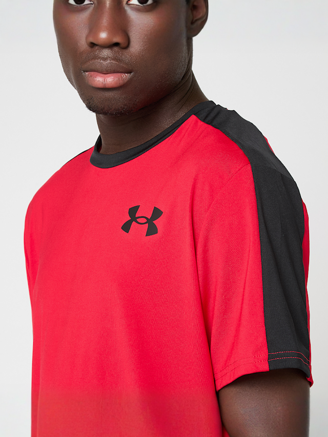 Under Armour, Heatgear Wordmark Short Sleeve Tee, red, Image 3 of 5