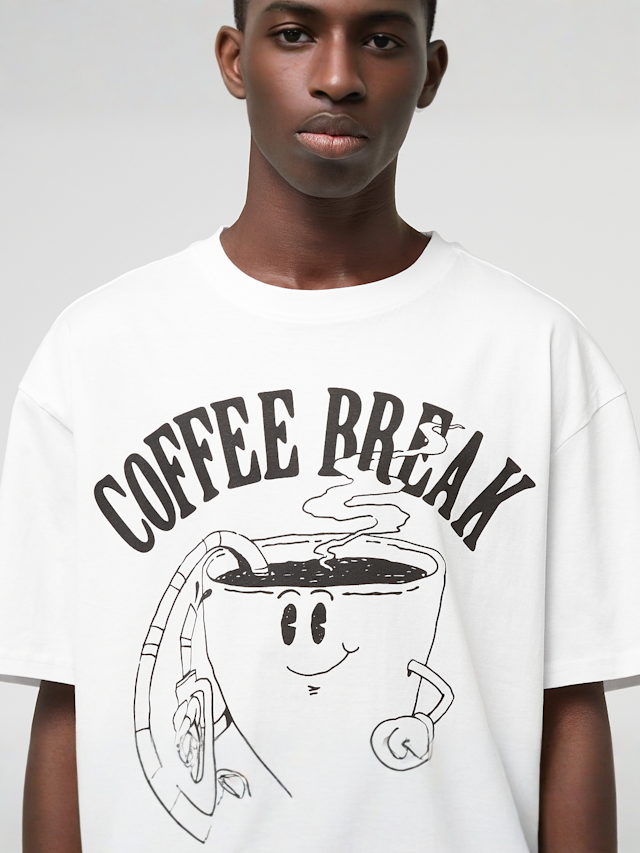 Mister Tee, Life Happens Coffee Helps Oversize Tee, white, Image 3 of 4