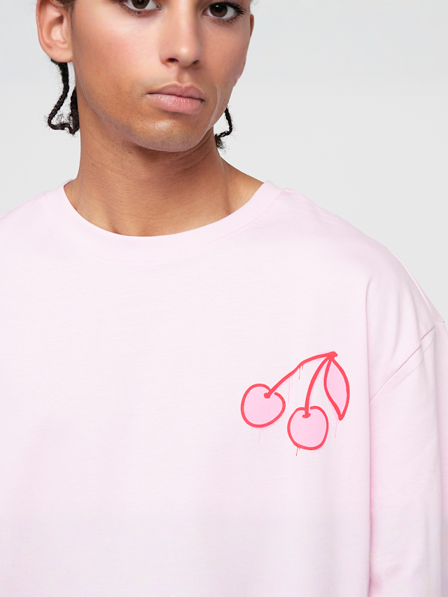 Mister Tee, Pink Cherries Oversize Tee, Pink, Image 3 of 5
