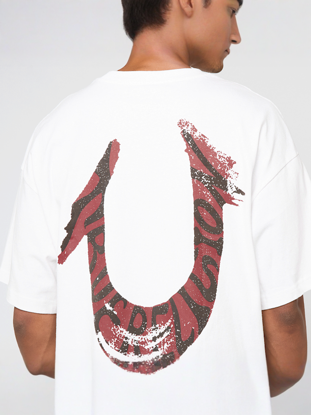 True Religion, Painted Horseshoe Oversized Tee, wit, Afbeelding 4 van 5