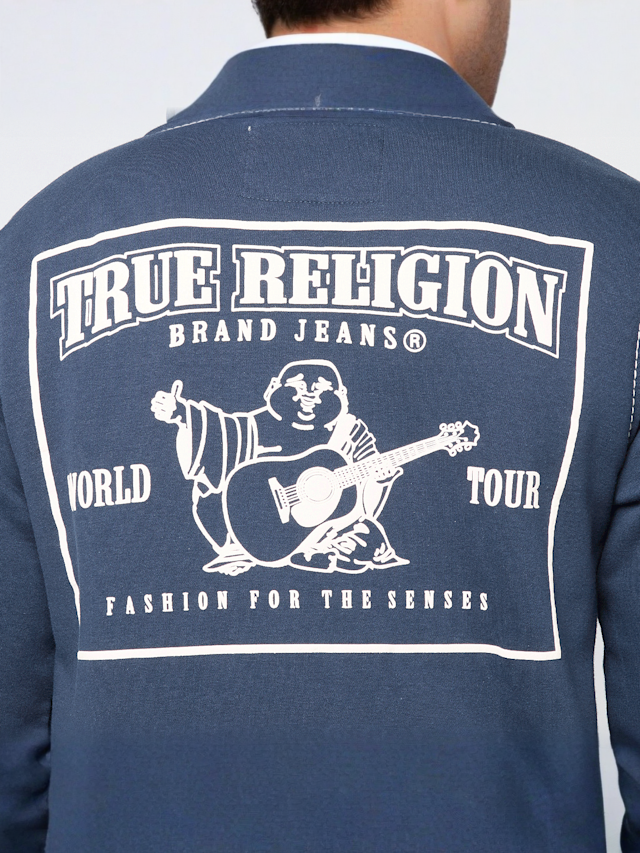 True Religion, Big T Zip Up Hoodie, blue, Image 4 of 5
