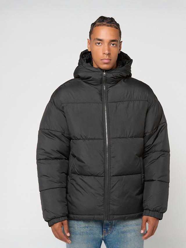 Urban Classics, Shiny Puffer Jacket With Hood black, black, Image 1 of 5