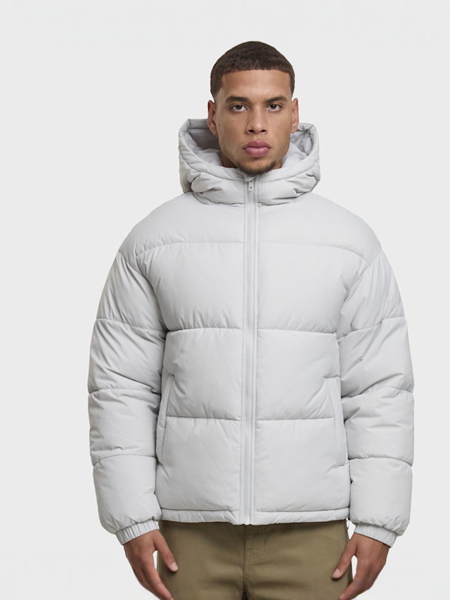 Urban Classics, Shiny Puffer Jacket With Hood black, grey, Image 1 of 4