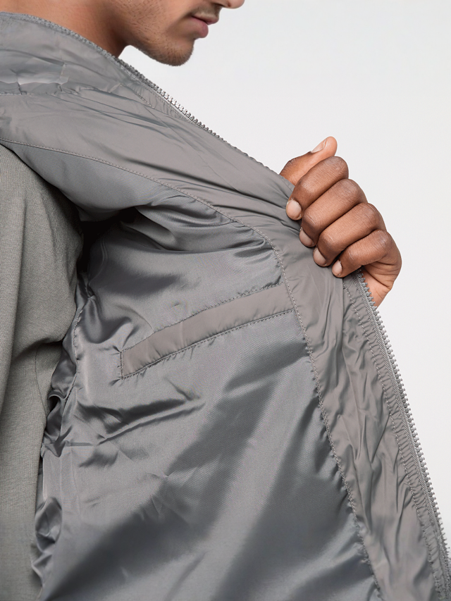 Urban Classics, Shiny Puffer Jacket With Hood magnet, grey, Image 4 of 5