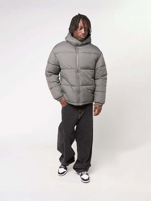 Urban Classics, Shiny Puffer Jacket With Hood, grijs, Afbeelding 5 van 5