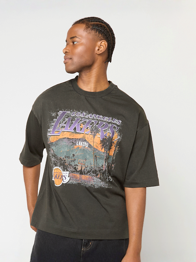 New Era, NBA Washed Graphic Tee Los Angeles Lakers, grijs, Afbeelding 1 van 4