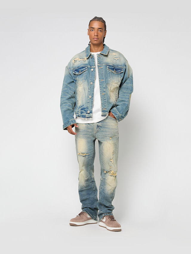 Smoke Rise, Heavy Whisker Effect Jeans, blauw, Afbeelding 5 van 5