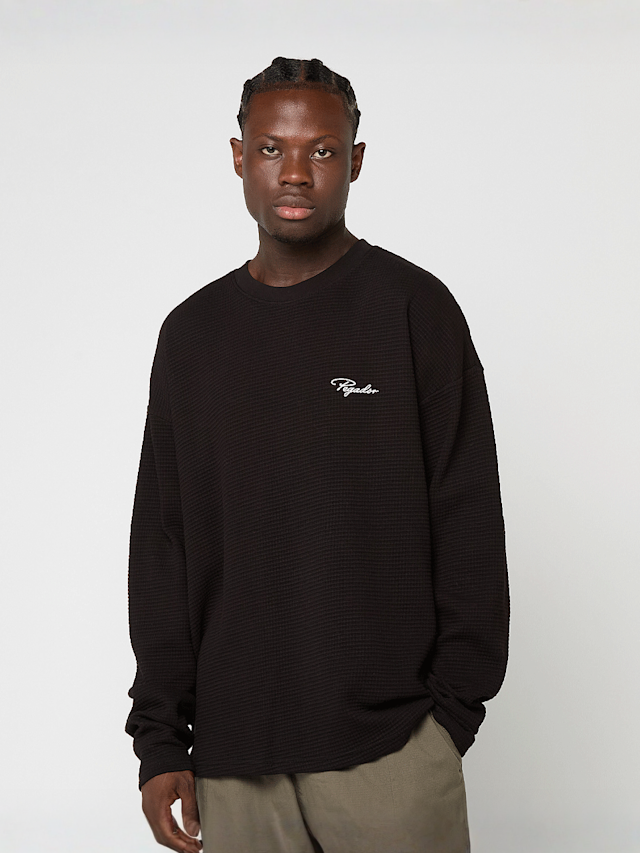 Pegador, Signar Oversized Waffle Longsleeve Washed, black, Image 1 of 4