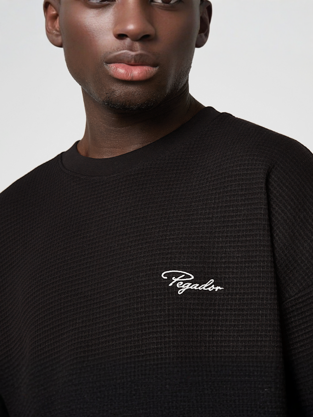 Pegador, Signar Oversized Waffle Longsleeve Washed, black, Image 3 of 4