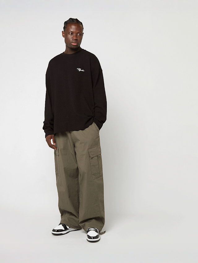 Pegador, Signar Oversized Waffle Longsleeve Washed, black, Image 4 of 4