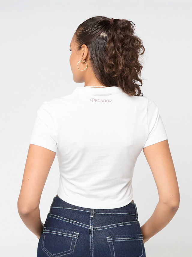 Pegador, YELENE CROPPED BABY TEE, white, Image 2 of 5