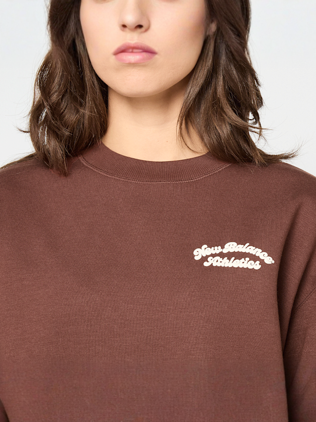 New Balance, Linear Heritage Fleece Crew, brown, Image 4 of 5