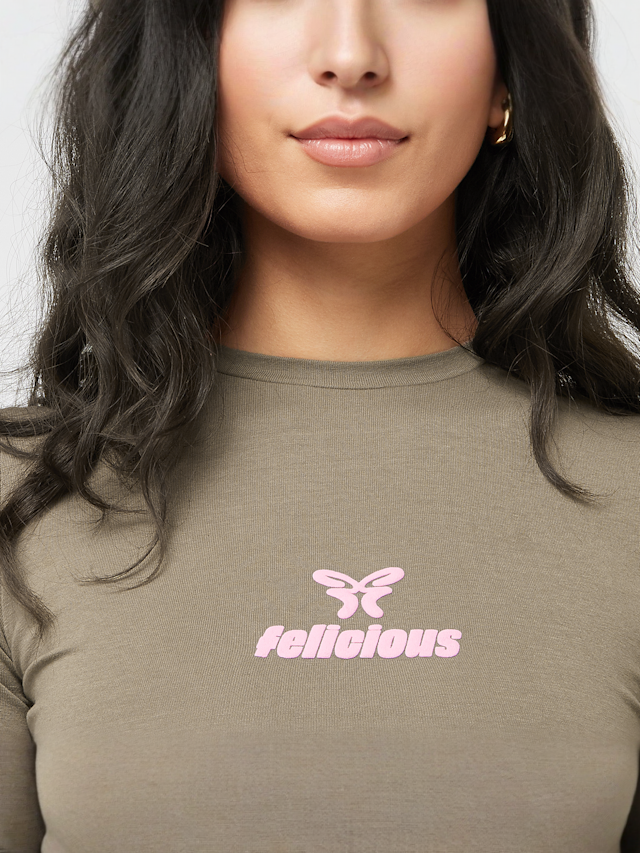 Felicious, Basic Tight Logo T-Shirt, green, Image 3 of 4