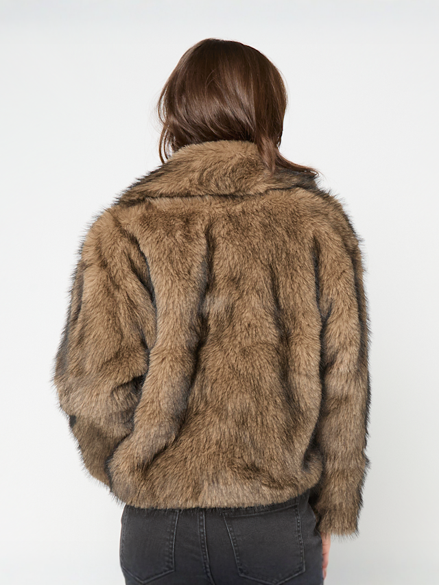 Urban Classics, Short Faux Fur Jacket, brown, Image 2 of 4