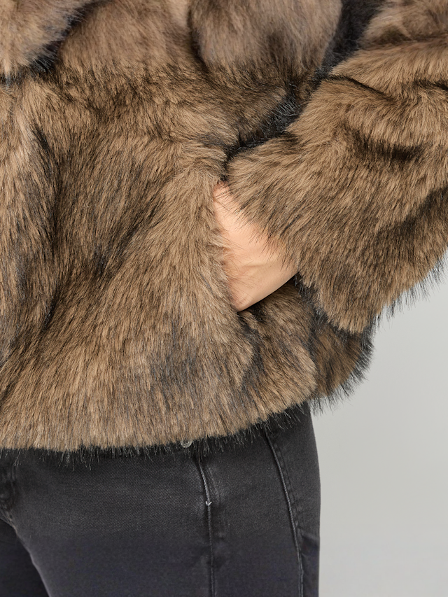 Urban Classics, Short Faux Fur Jacket, brown, Image 3 of 4