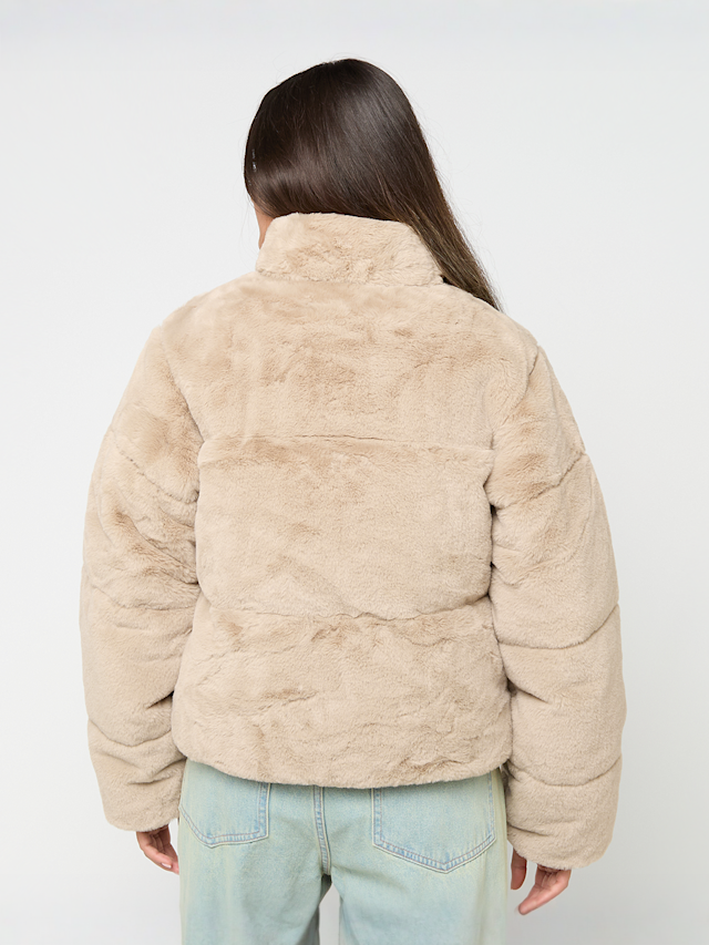 Urban Classics, Ladies Short Faux Fur Puffer Jacket, beż, Obraz 2 z 4