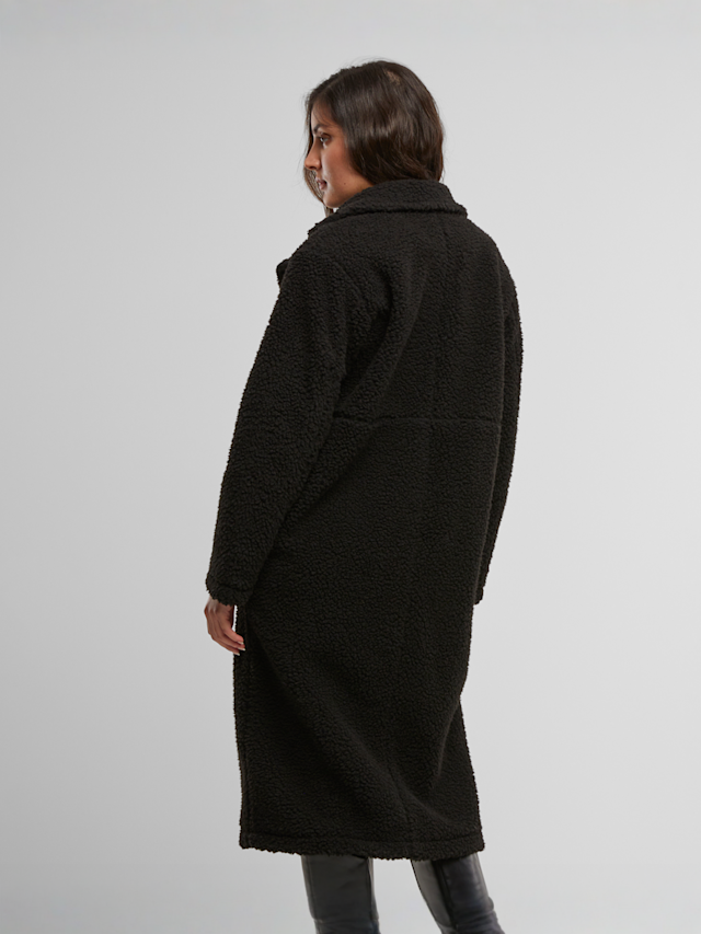 Urban Classics, Ladies Teddy Long Coat, black, Image 2 of 4