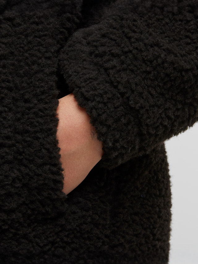 Urban Classics, Ladies Teddy Long Coat, black, Image 3 of 4