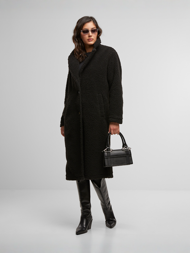 Urban Classics, Ladies Teddy Long Coat, black, Image 4 of 4