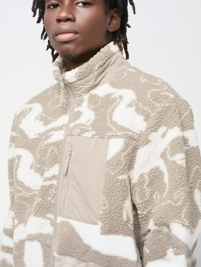 Urban Classics, Pattern Teddy Trackjacket, beige, Image 3 of 4