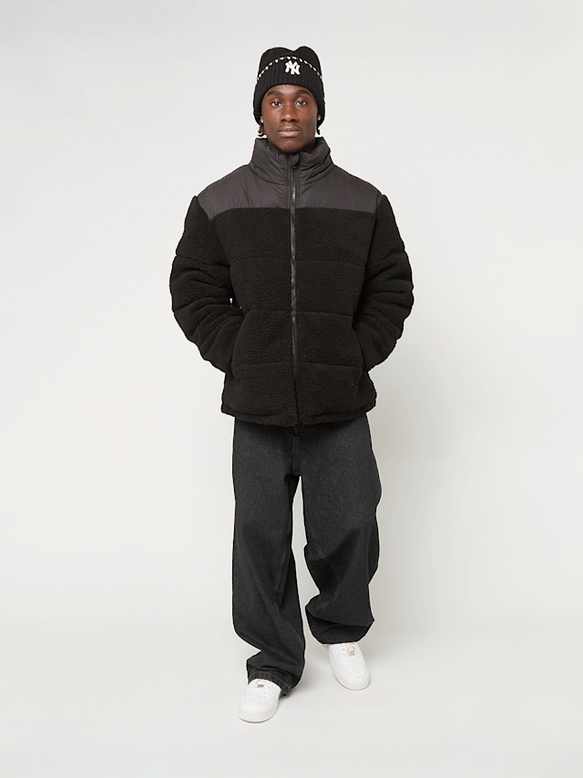 Urban Classics, Fabric Mix Teddy Puffer Jacket black, black, Image 4 of 4