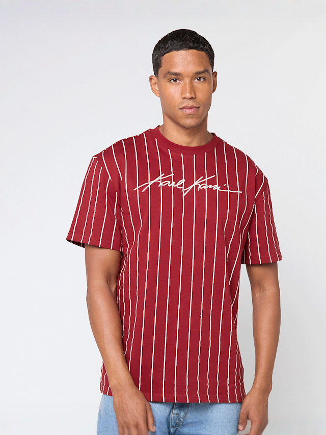 Karl Kani, Autograph Pinstripe Jersey Boxy T-Shirt, red, Image 1 of 4