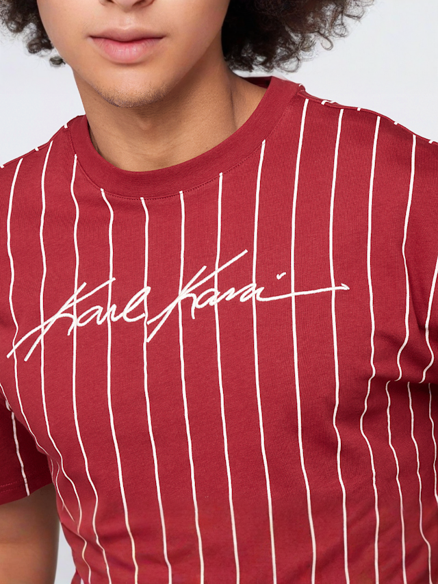 Karl Kani, Autograph Pinstripe Jersey Boxy T-Shirt, rood, Afbeelding 3 van 4