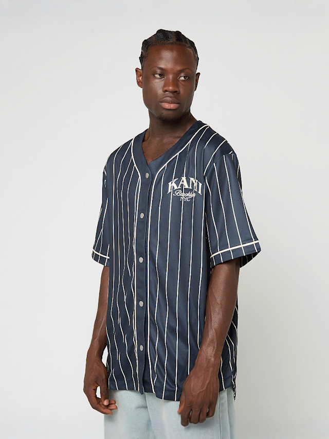 Karl Kani, Kani Pinstripe Baseball Jersey, blue, Image 1 of 4