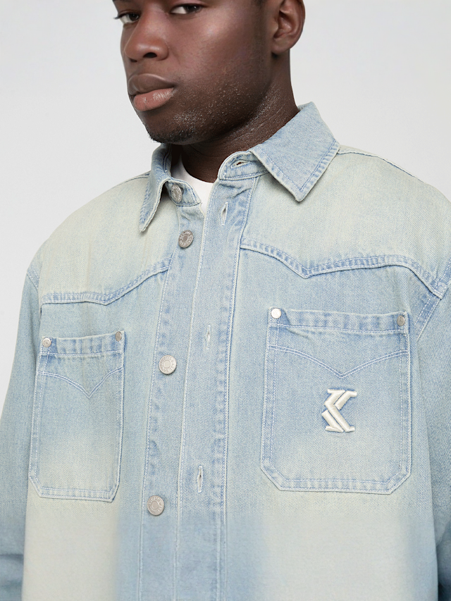 Karl Kani, OG K Western Denim Overshirt, blauw, Afbeelding 3 van 5