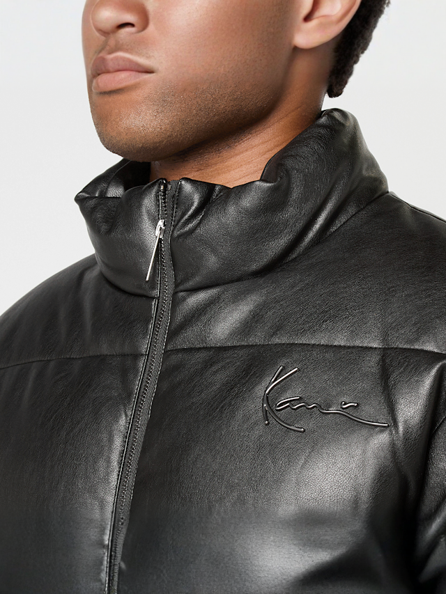 Karl Kani, Metal Signature Pu Leather Puffer Jacket, zwart, Afbeelding 3 van 5