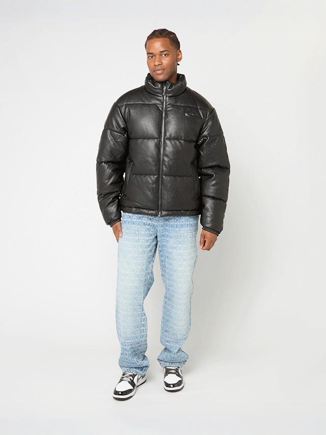 Karl Kani, Metal Signature Pu Leather Puffer Jacket, czarny, Obraz 5 z 5