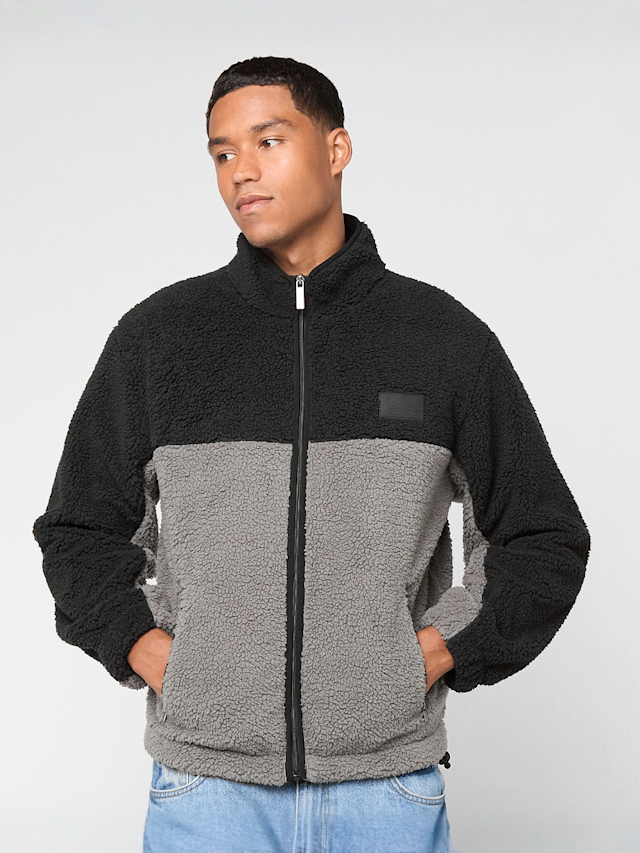 Karl Kani, Signature Rubber Patch Teddy Zip Jacket, zwart, Afbeelding 1 van 4