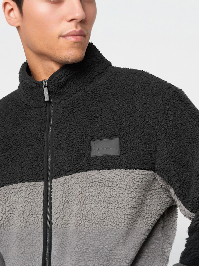 Karl Kani, Signature Rubber Patch Teddy Zip Jacket, zwart, Afbeelding 3 van 4