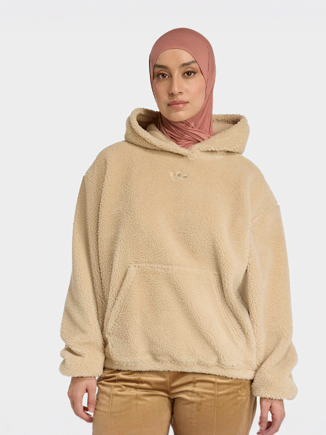 adidas Originals, Essentials Teddy Crop Hoodie, beige, Image 1 of 5