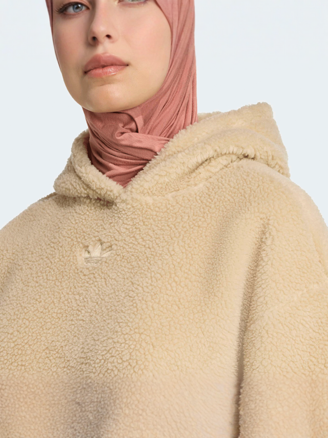 adidas Originals, Essentials Teddy Crop Hoodie, beż, Obraz 3 z 5