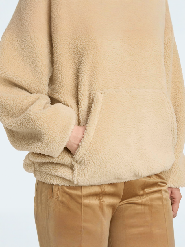 adidas Originals, Essentials Teddy Crop Hoodie, beige, Image 4 of 5