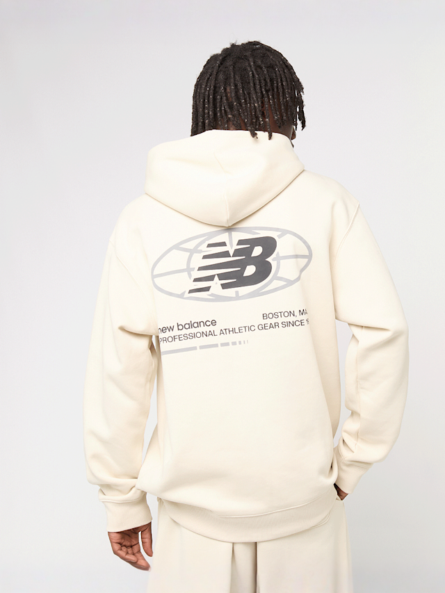 New Balance, Globe Graphic Hoodie, beige, Image 1 of 6