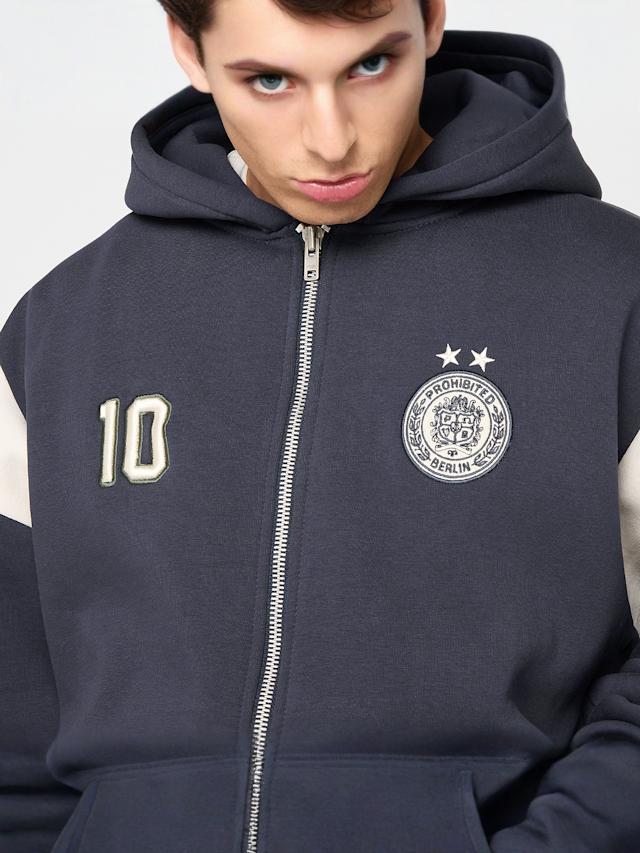 Prohibited, Cup Zip-Hoodie Dark Grey, blue, Image 3 of 7