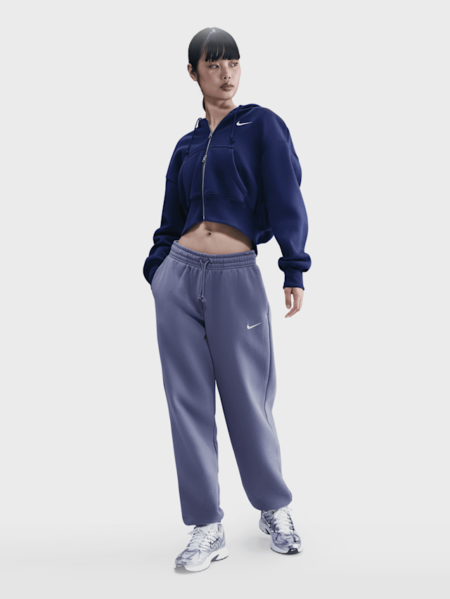 Nike, Sportswear Phoenix Fleece High-Waisted Oversized Sweatpants, fioletowy, Obraz 4 z 4