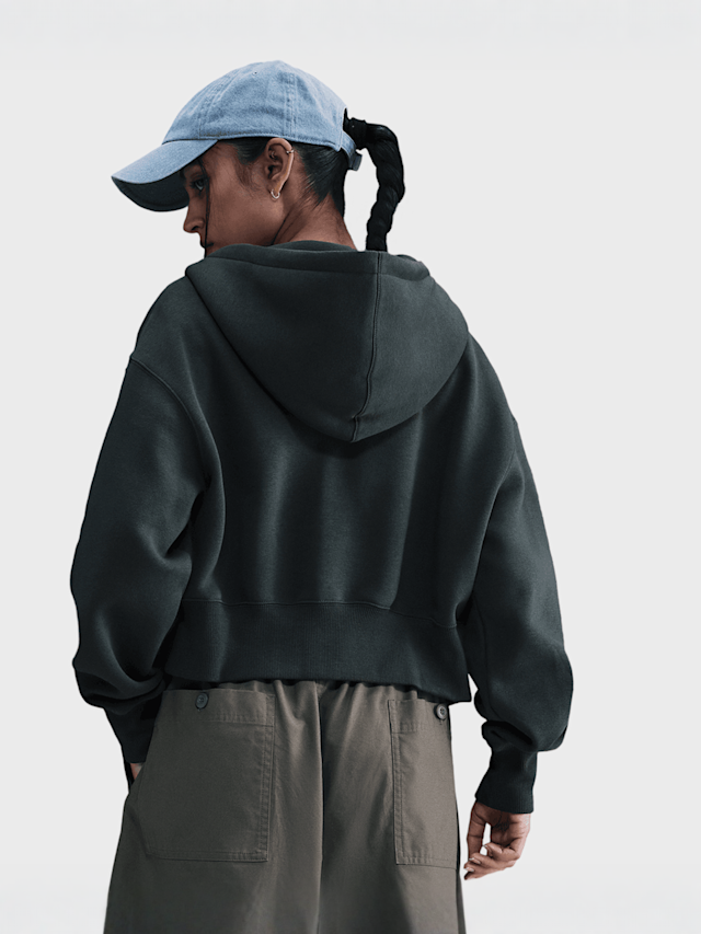 Nike, Sportswear Phoenix Fleece Loose Full-Zip Cropped Hoodie, green, Image 2 of 4