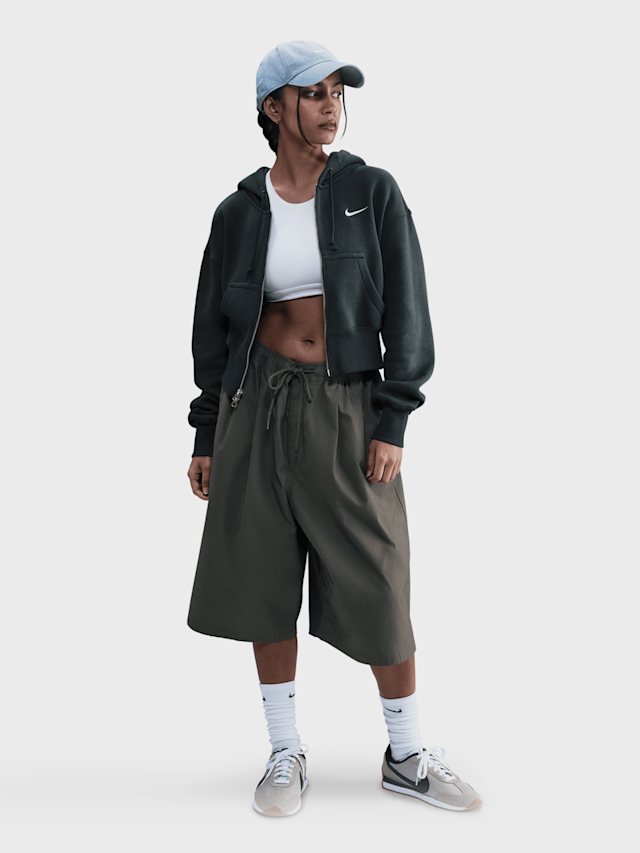 Nike, Sportswear Phoenix Fleece Loose Full-Zip Cropped Hoodie, green, Image 4 of 4