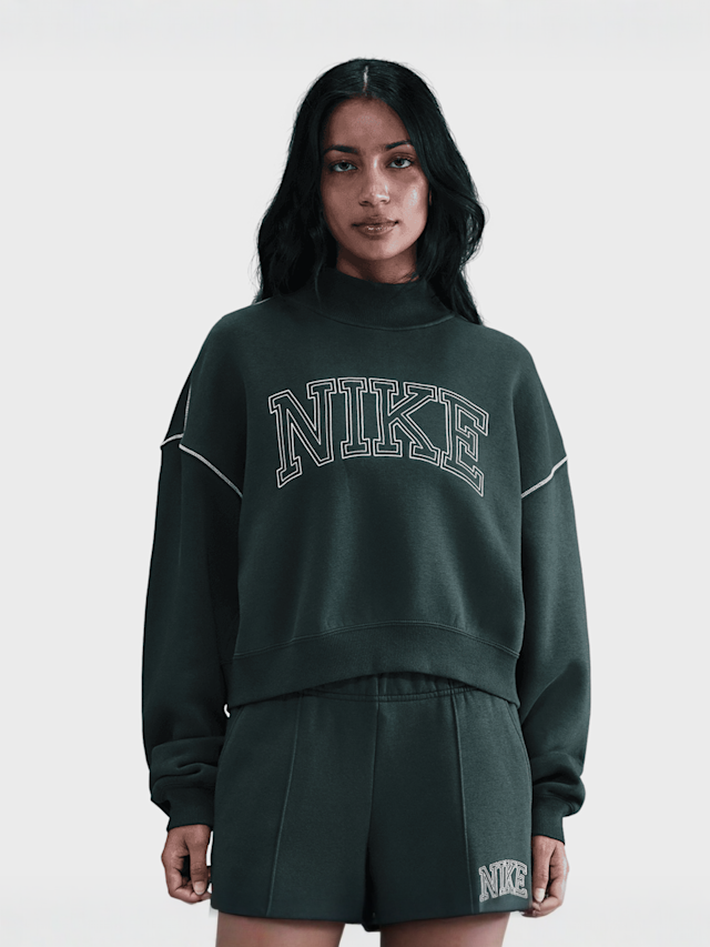 Nike, Sportswear Phoenix Fleece Mock-Neck Sweatshirt, green, Image 1 of 5
