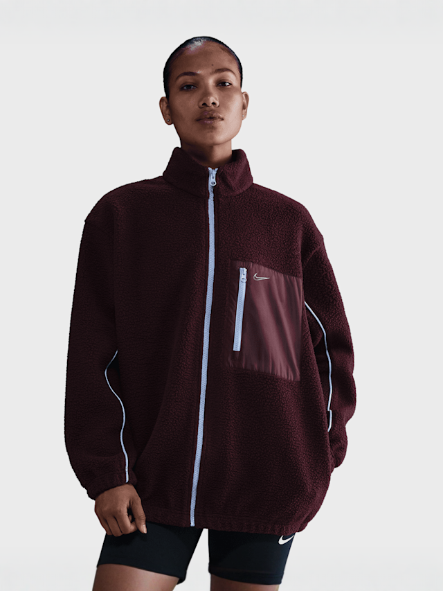 Nike, Sportswear Full-Zip High-Pile Fleece Jacket, red, Image 1 of 5