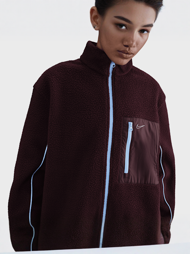 Nike, Sportswear Full-Zip High-Pile Fleece Jacket, red, Image 3 of 5