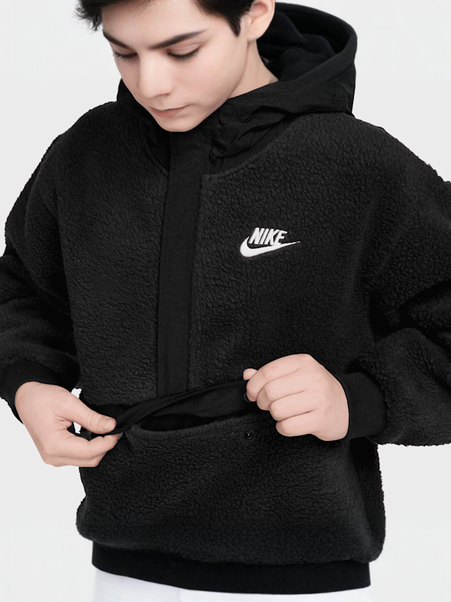 Nike, Sportswear Club Fleece Loose 1/4-Zip Hoodie, black, Image 3 of 3