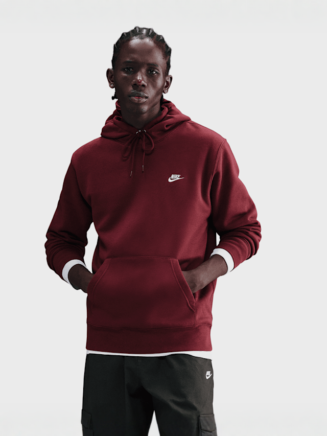Nike, Club Fleece Hoodie, rood, Afbeelding 1 van 4