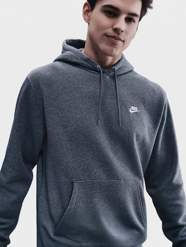 Nike, Club Fleece Hoodie, szary, Obraz 3 z 4