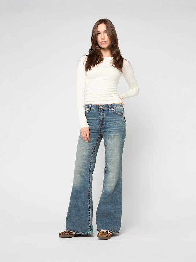True Religion, Katrina High Rise Flare Flap Big T, blue, Image 5 of 5